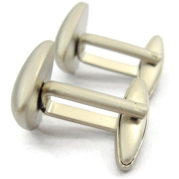 Puffed Triangle Cufflinks Grey Flat Silver Tone Shirt Accessories Wedding Vtg - Picture 4 of 9